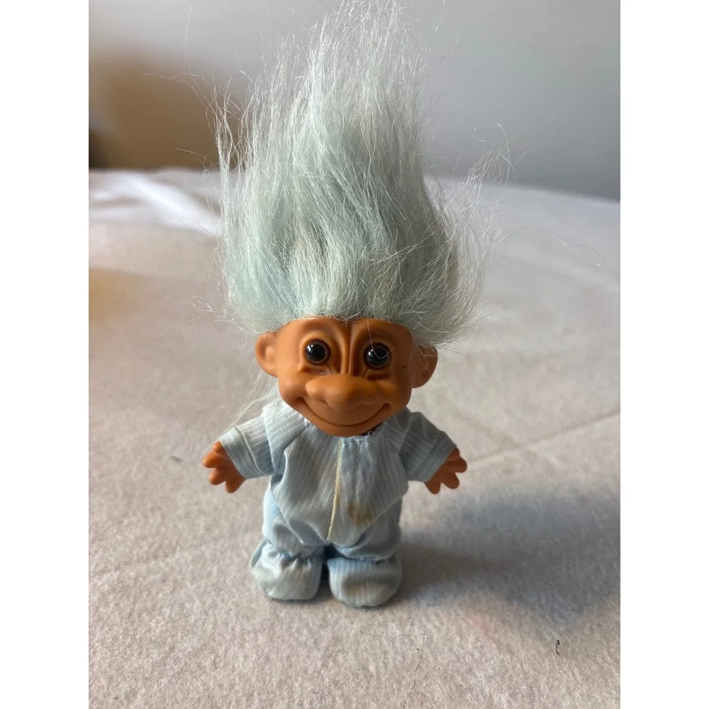 Vintage Troll Doll Blue Pajamas Big Hair Collectible‎ Toy